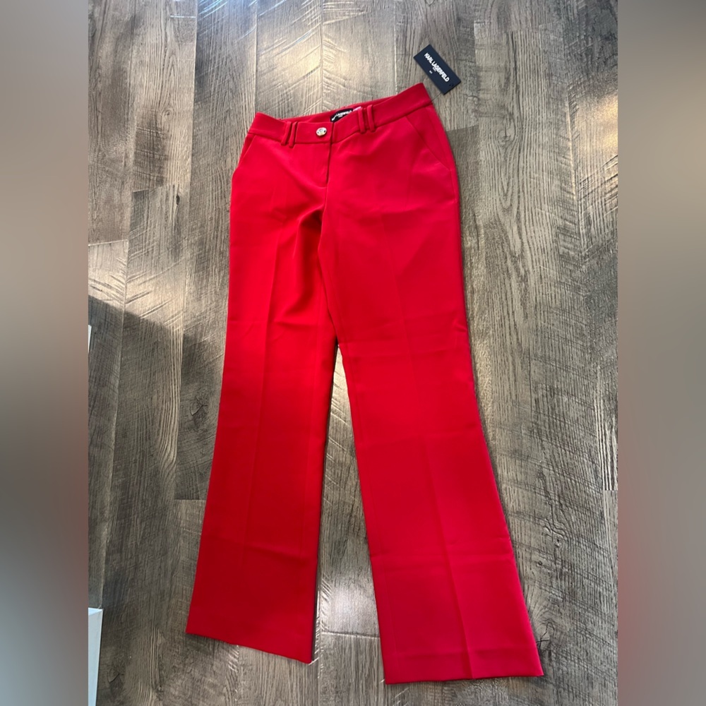 Karl Lagerfeld new Red Wide Leg Dress Pants - Picture 2 of 8